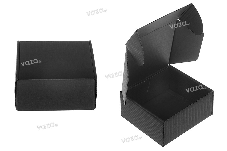 Κουτί συσκευασίας μαύρο από χαρτί κραφτ χωρίς παράθυρο 130x120x60 mm - 20 τμχ