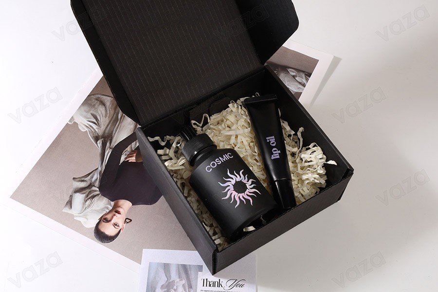 Schwarze Verpackungsbox aus Kraftpapier ohne Fenster 130x120x60mm - 20 Stk Schwarze Verpackungsbox aus Kraftpapier ohne Fenster 130x120x60mm - 20 Stk-εικόνα_σύνθεση