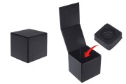 Boîte de luxe avec fermeture magnétique de couleur noire 110x110x110 mm avec étui intérieur en plastique (pour pots code 1105-2-0)