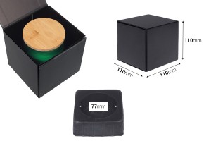 Boîte de luxe avec fermeture magnétique de couleur noire 110x110x110 mm avec étui intérieur en plastique (pour pots code 1105-2-0)-2