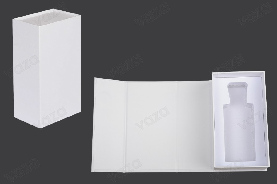 Weiße Papierbox mit Magnetverschluss 90x160x60mm (für 100-ml-Flaschen Code: 315-7-100 und 1110-9-100-1-0) Weiße Papierbox mit Magnetverschluss 90x160x60mm (für 100-ml-Flaschen Code: 315-7-100 und 1110-9-100-1-0)-εικόνα_προϊοντική