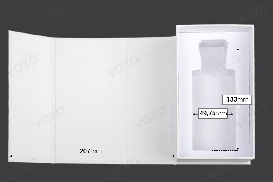 Weiße Papierbox mit Magnetverschluss 90x160x60mm (für 100-ml-Flaschen Code: 315-7-100 und 1110-9-100-1-0) Weiße Papierbox mit Magnetverschluss 90x160x60mm (für 100-ml-Flaschen Code: 315-7-100 und 1110-9-100-1-0)-εικόνα_σύνθεση