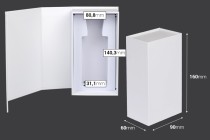 Boîte en papier blanc avec fermeture magnétique 90x160x60 mm (pour flacons de 100 ml code : 315-7-100 et 1110-9-100-1-0) Boîte en papier blanc avec fermeture magnétique 90x160x60 mm (pour flacons de 100 ml code : 315-7-100 et 1110-9-100-1-0)