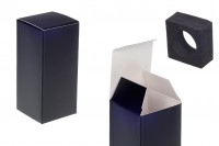 Kartonverpackung (500 g) 65 x 65 x 140 mm in der Farbe Schwarz matt mit Innenschaumboden für Flaschen mit einem Durchmesser von 44 mm – 20 Stück