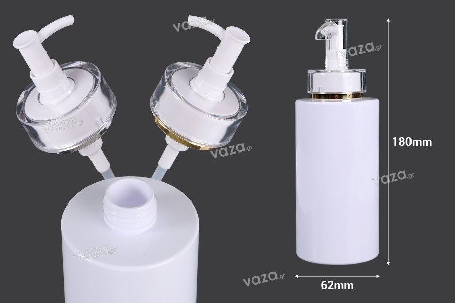 Flacone in PET da 300 ml con pompa per crema (PP24) e tappo - 6 pz