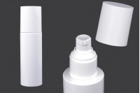 Flacon 100 ml plastic (PET) alb cu pompa de crema si capac - 6 buc