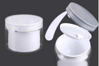 Two-legged cream jar 200 ml plastic with lid, plastic seal and spatula - 6 pcs