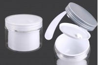 Pot à crème à deux pieds 200 ml en plastique avec couvercle, joint en plastique et spatule - 6 pcs