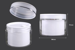 Pot à crème à deux pieds 200 ml en plastique avec couvercle, joint en plastique et spatule - 6 pcs-εικόνα_διαστάσεις