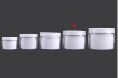 Two-legged cream jar 200 ml plastic with lid, plastic seal and spatula - 6 pcs