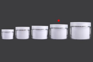 Pot à crème à deux pieds 200 ml en plastique avec couvercle, joint en plastique et spatule - 6 pcs-εικόνα_σύνθεση