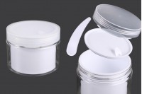 Two-legged cream jar 250 ml plastic with lid, plastic seal and spatula - 6 pcs