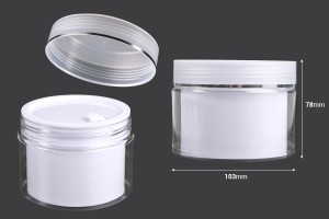 Doppelglasbehälter für Creme 250 ml aus Kunststoff mit Deckel, Kunststoffverschluss und Spatel - 6 Stk-εικόνα_διαστάσεις