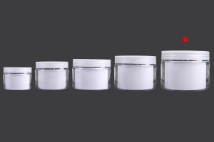 Doppelglasbehälter für Creme 250 ml aus Kunststoff mit Deckel, Kunststoffverschluss und Spatel - 6 Stk-εικόνα_σύνθεση