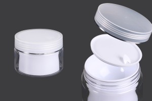 Doppelglasbehälter für Creme 50 ml aus Kunststoff mit Deckel und Kunststoffverschluss - 6 Stk-εικόνα_προϊοντική