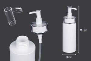 Flacon PET de 150 ml avec pompe à crème (PP24) et bouchon - 6 pcs-εικόνα_διαστάσεις