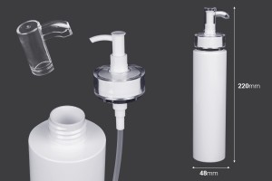 250 ml PET-Flasche mit Cremepumpe (PP24) und Verschluss – 6 Stk-εικόνα_διαστάσεις