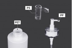 250 ml PET bottle with cream pump (PP24) and cap - 6 pcs