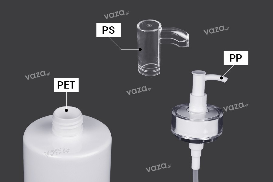 300 ml PET bottle with cream pump (PP24) and cap - 6 pcs