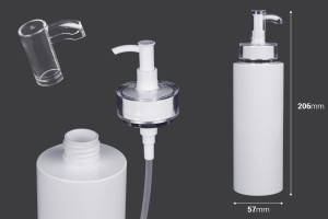 350 ml PET-Flasche mit Cremepumpe (PP24) und Verschluss - 6 Stk-εικόνα_διαστάσεις