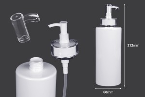 Flacon PET de 500 ml avec pompe à crème (PP24) et bouchon - 6 pcs-εικόνα_διαστάσεις