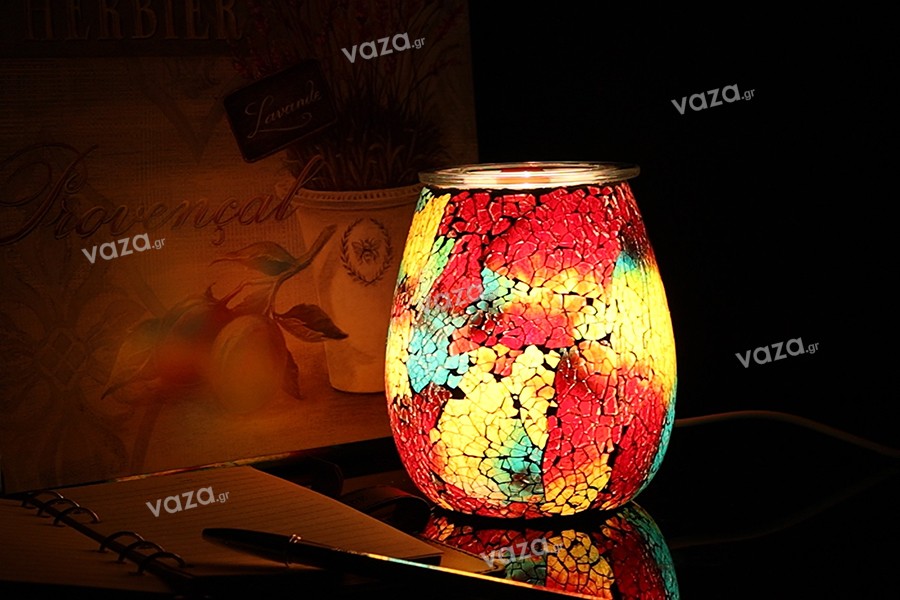Electric glass aroma diffuser with light for burning aromatic melts and oils