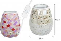 Electric glass aroma diffuser with light for burning aromatic melts and oils (resistor operated)