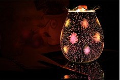 Electric glass silver aroma diffuser with light for burning aromatic melts and oils (lamp operated)