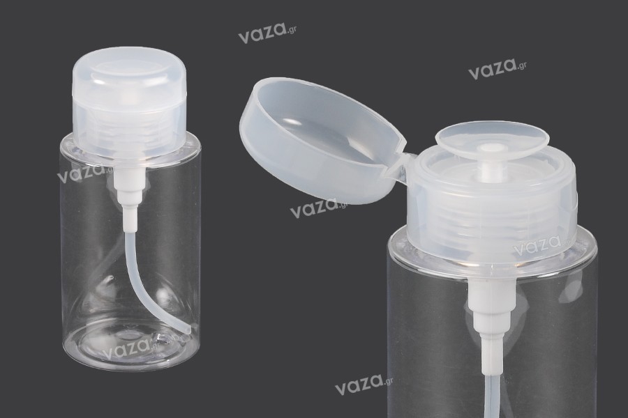 Πλαστικό μπουκάλι 200 ml με αντλία pumper για ασετόν - 12 τμχ