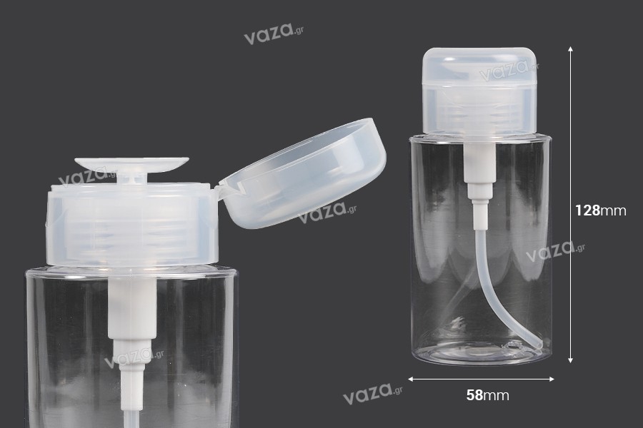 Plastic bottle 200 ml with pumper pump for acetone