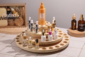 Holzständer mit drehbarer Basis für Flaschen mit ätherischen Ölen – 4 Ebenen-εικόνα_σύνθεση
