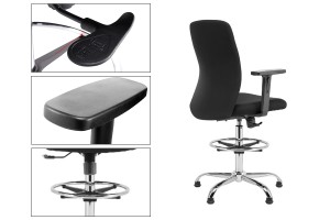 Salonstuhl mit ergonomischem Design, höhenverstellbar und Metallfuß mit Rollen-εικόνα_σύνθεση
