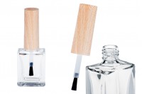 10 ml bottle with nail polish brush cap in wood design - 6 pcs