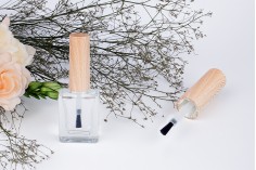 10 ml bottle with nail polish brush cap in wood design - 6 pcs