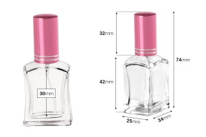 Flacon de parfum 15 ml en verre avec vaporisateur et bouchon en aluminium en différentes couleurs - 6 pcs-εικόνα_διαστάσεις