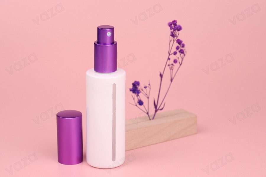 Weiße 50-ml-Parfümflasche aus Glas mit 18/415-Finish Weiße 50-ml-Parfümflasche aus Glas mit 18/415-Finish-bildgruppe