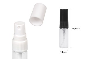Flacon en verre transparent 3 ml avec spray et bouchon en plastique - 6 pcs-εικόνα_διαστάσεις