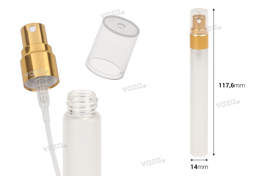 10 ml frosted glass bottle with aluminum spray and plastic cap - 6 pcs