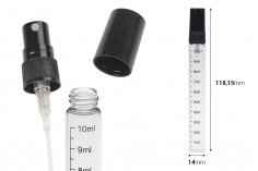 Transparente Glasflasche 10 ml mit Graduierung, Kunststoffspray und Verschluss – 6 Stück