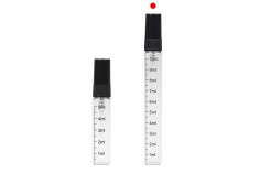 Clear glass bottle 10 ml with graduation, plastic spray and cap - 6 pcs