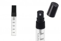 Flacon din sticlă transparentă 5 ml cu gradare, spray din plastic și capac - 6 buc