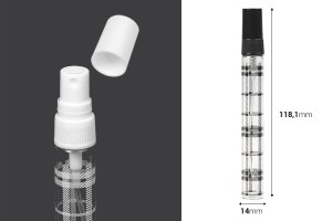 Glasflasche 10ml mit Kunststoffspray und Verschluss – 6 Stück-bildabmessungen