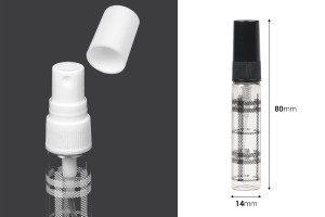 Glasflasche 5ml mit Kunststoffspray und Verschluss – 6 Stück-bildabmessungen