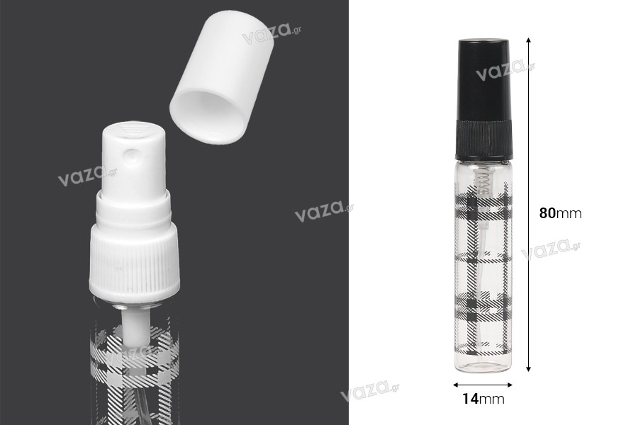 Glasflasche 5 ml mit Kunststoffspray und Verschluss – 6 Stück