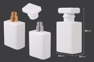 Glasparfümflasche 50 ml in weißer Farbe mit Zerstäuber und Verschluss-εικόνα_διαστάσεις