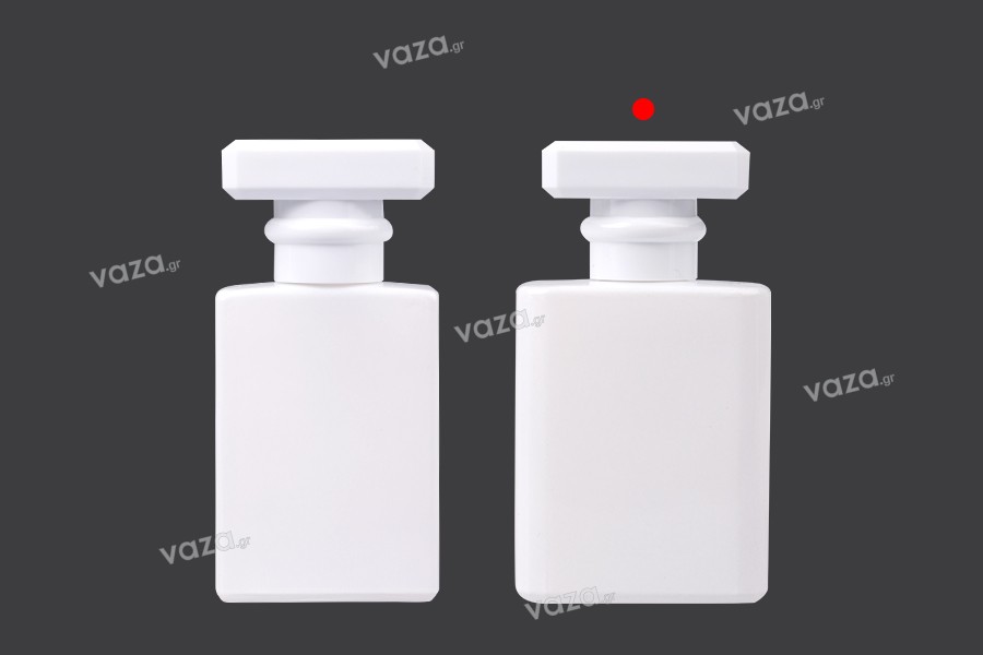 Glass perfume bottle 50 ml in white color with spray and cap