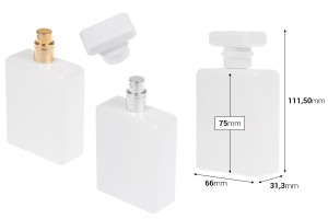 Flacon de parfum en verre de 100 ml de couleur blanche avec spray et bouchon-εικόνα_διαστάσεις
