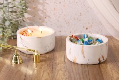 Decorative ceramic jar 130x60 mm with gray-gold marble effect