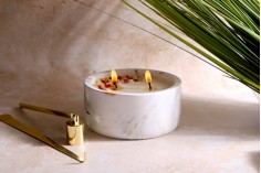 Decorative ceramic jar 130x60 mm with gray-gold marble effect