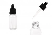 30 ml plastic (PET) transparent bottle with black dropper CRC - 12 pcs